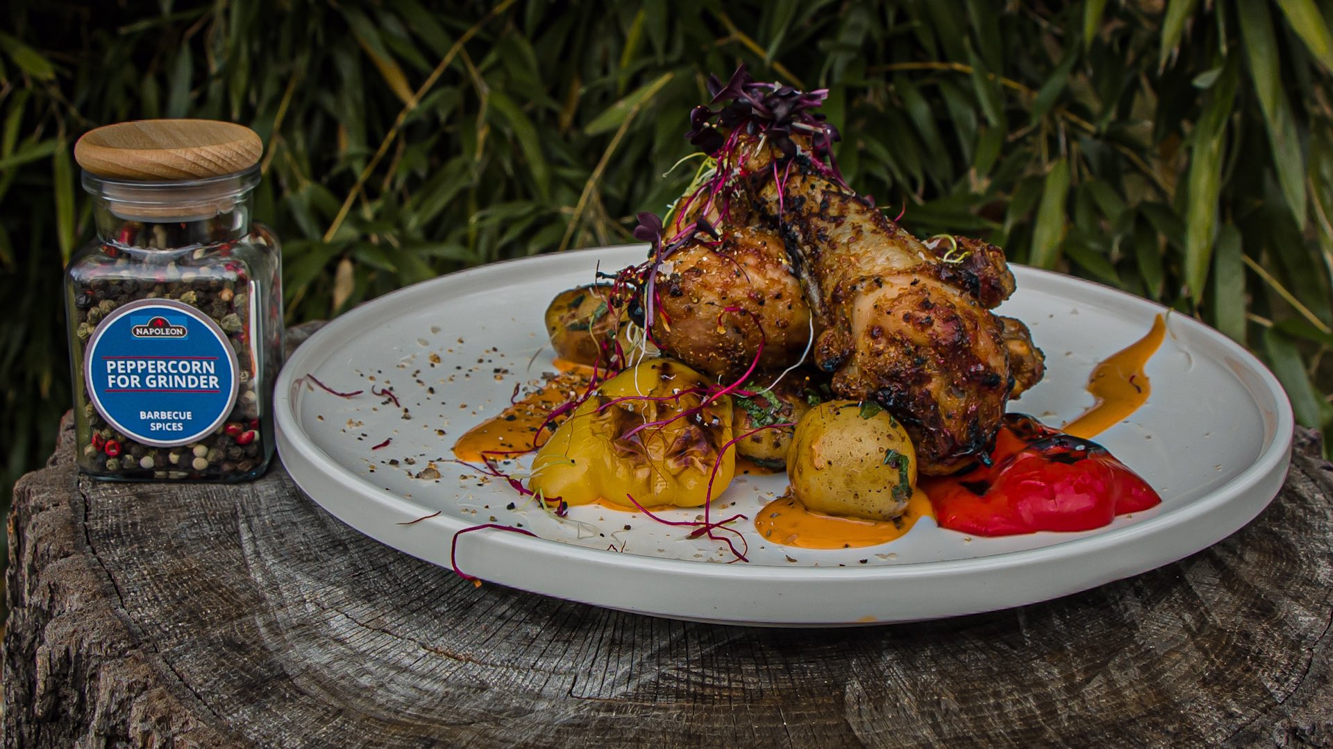 Kuřecí paličky a mátové brambory