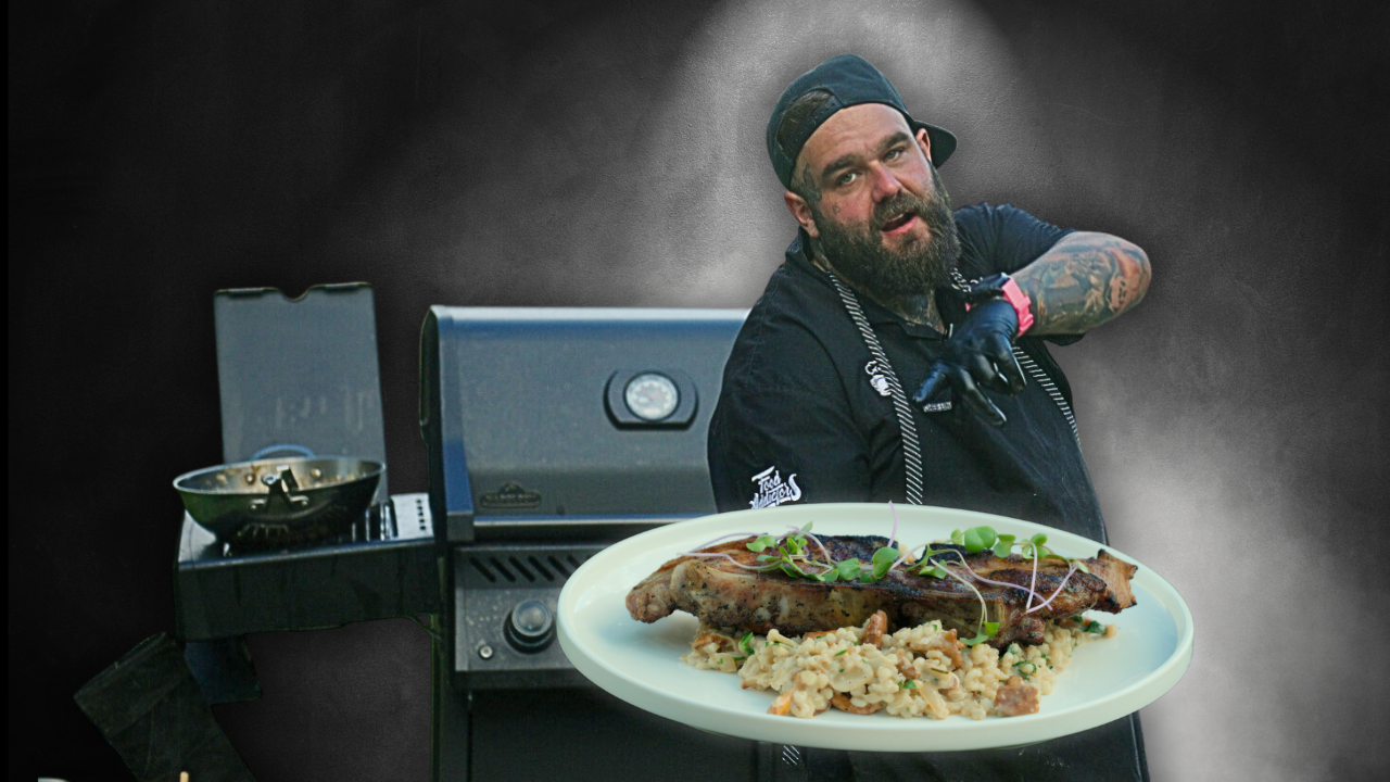 Grilovaná vepřová lopatka s liškovým krupetem